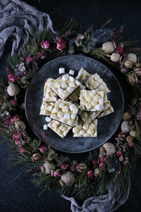 chokladfudge med mini marshmallows
