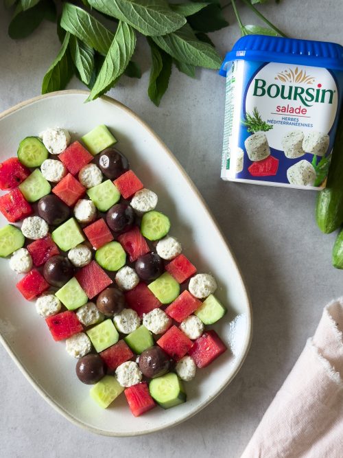 sallad med melon, gurka och Boursin salladsost