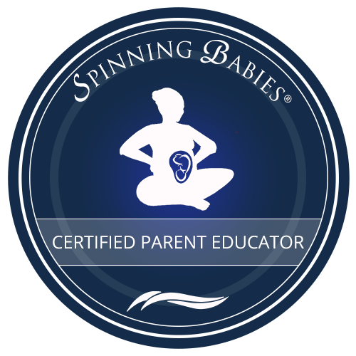 Spinning babies blå logo må kun bruges af Spinning Babies certified parent educator uddannet