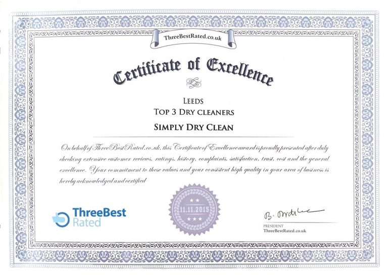 Simply Dry Cleaners Voted No.1 Dry Cleaners in Leeds