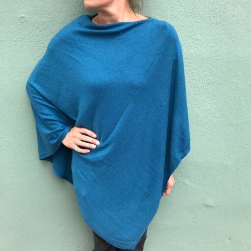 Cashmere Poncho - blå