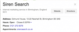 Screenshot of Google My Business