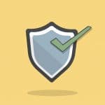 Yellow background with shield cartoon
