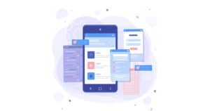 Mobile phone with different pages and icons