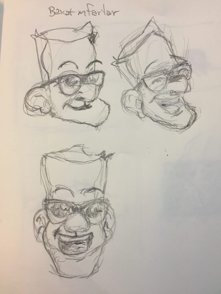 Design sketches for the head of Farfar