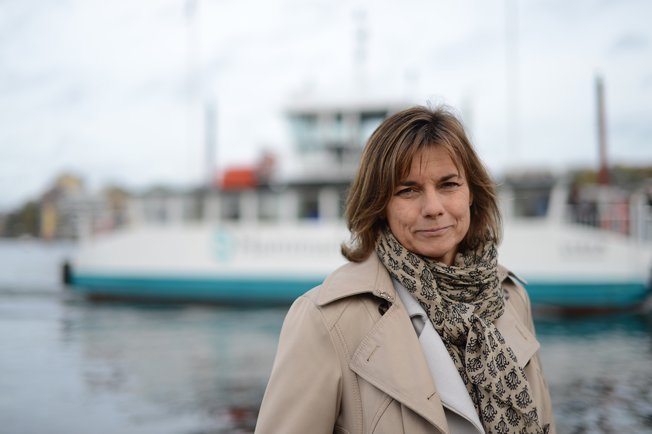 Vice Stadsministern Isabella Lövin (MP) i Hammarby Sjöstad