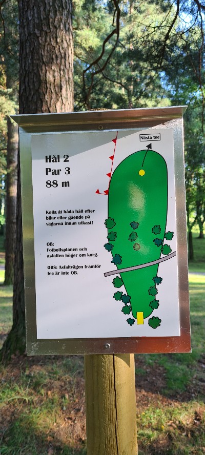 Karta över discgolfbana i Karstorp, Skövde.