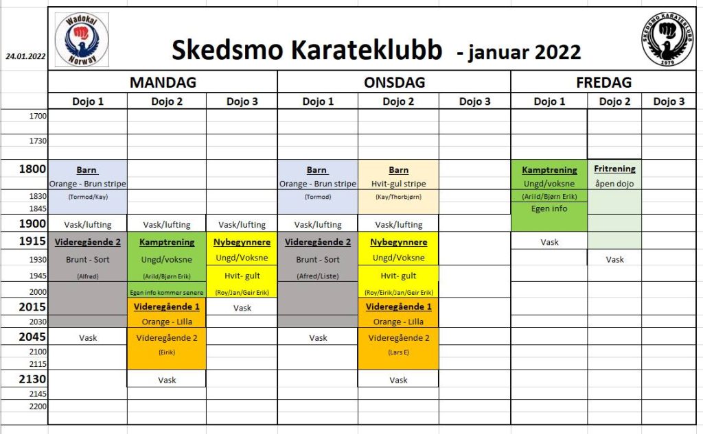 treningstider skedsmo karateklubb