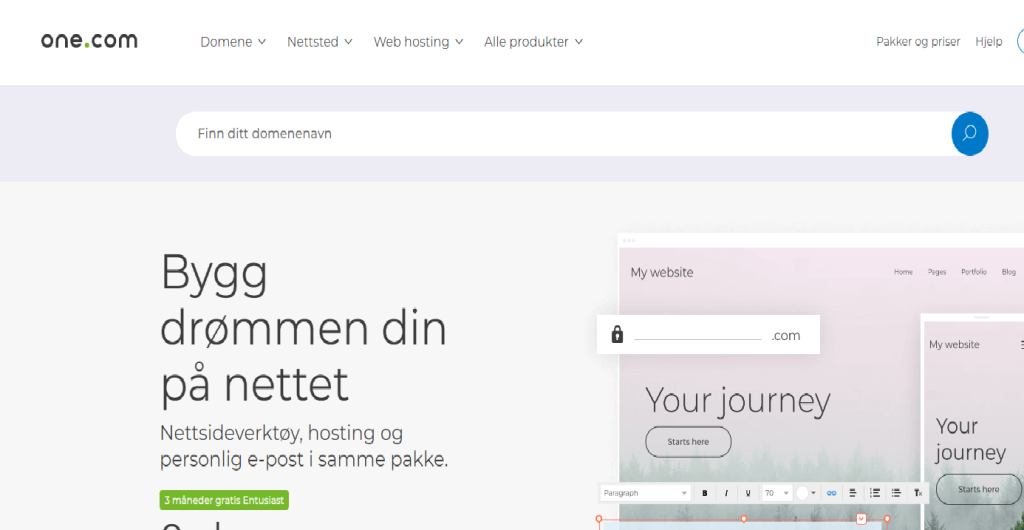 One.com netthotell og webisdebygger