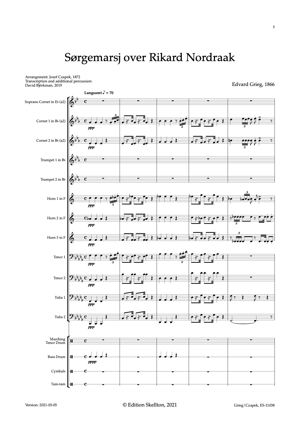 Grieg, Edvard Sørgemarsj, Funeral march Edition Skellton