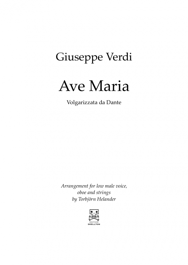 Verdi, Giuseppe: Ave Maria (Volgarizzata da Dante)