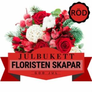 Julbukett med dominans av röda blommor. Låt floristen skapa! Beställ blommorna online hos Florister i Sverige.