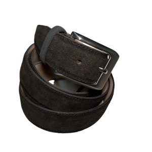 Läder bälte svart mocka 35 mm