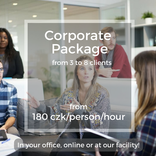 Corporate Package from 3 to 8 clients from 180 czk/person/hour In your office, online or at our facility!