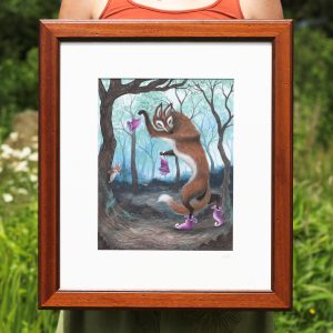 ‘The Fox and his Gloves’ – Original framed painting