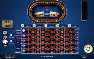 Capture d'écran de la roulette 1000 Diamond Bet