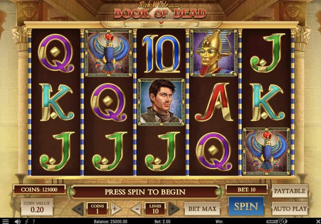 Book of Dead slot képernyőkép