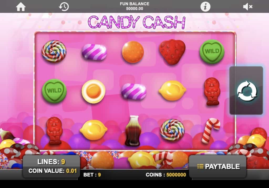 Snímek obrazovky slotu Candy Cash