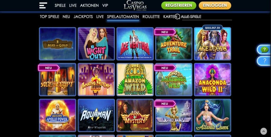 Casino Las Vegas Game Lobby Screenshot