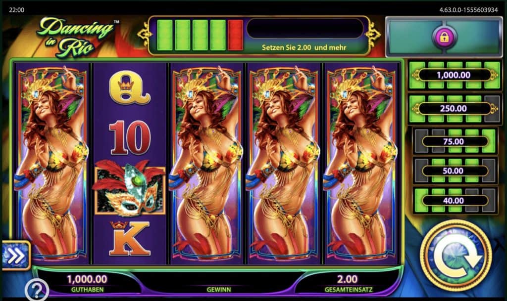 Screenshot della slot Ballando a Rio