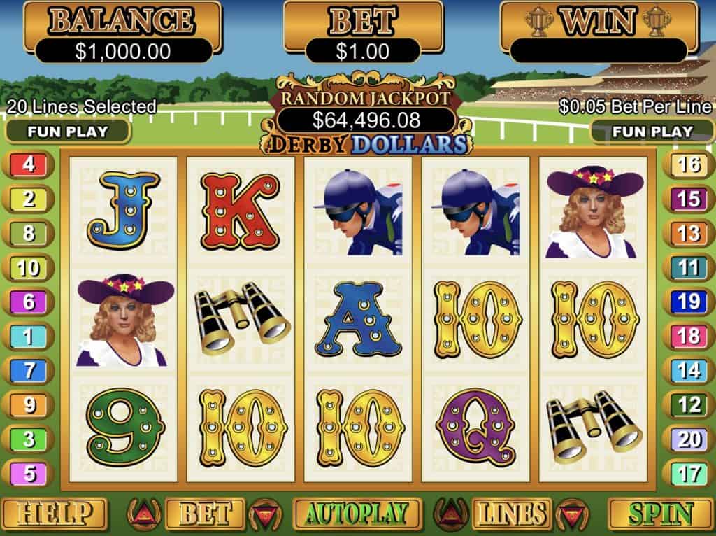 Schermata della slot Derby Dollars