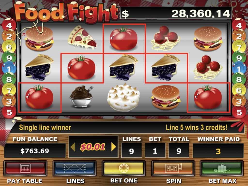 Snímek obrazovky slotu Food Fight