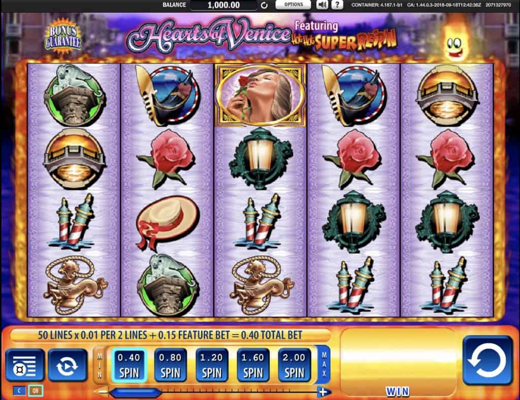 Screenshot della slot Hearts of Venice