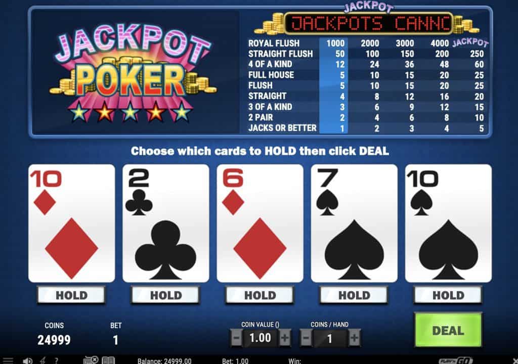 Jackpot-pokerin kuvakaappaus