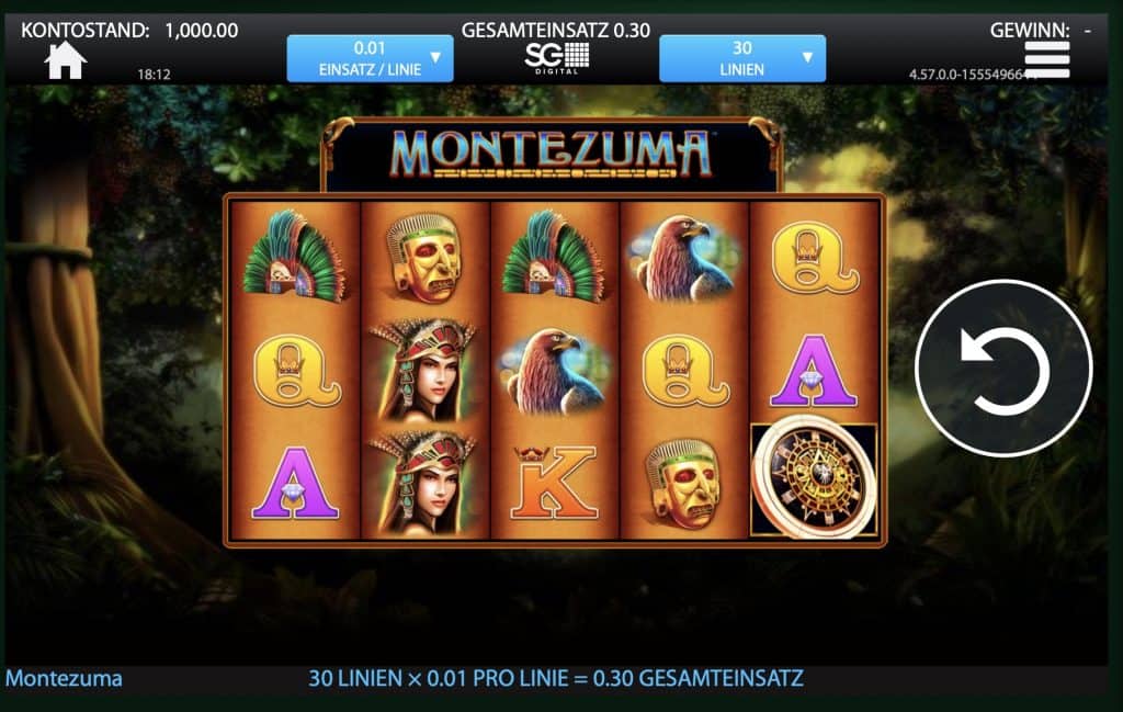 Екранна снимка на слота Montezuma