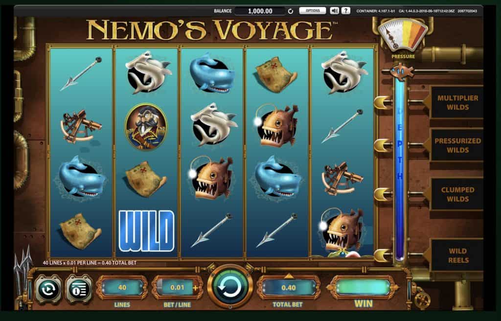 Слика од екранот на слотот за патување на Немо