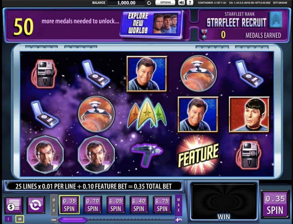 Слика од екранот на слотот за црвено предупредување на Star Trek