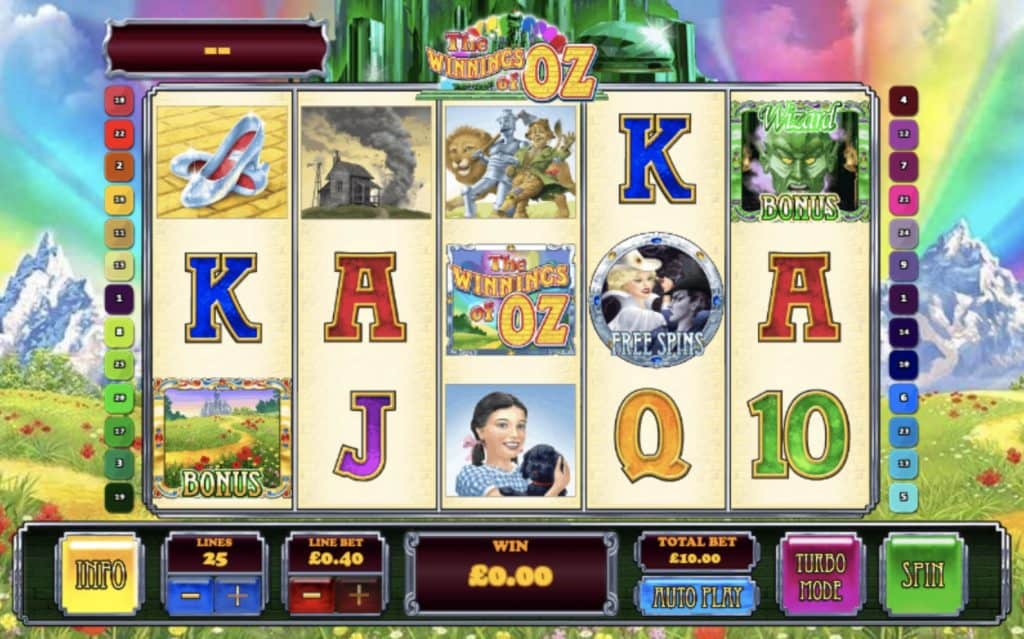 Zrzut ekranu wygranych automatu Oz