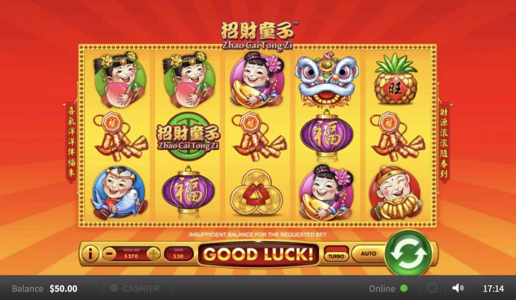 Snímek obrazovky slotu Zhai Cai Tong Zi