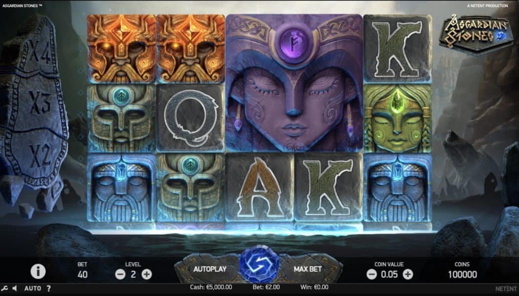 Posnetek zaslona igralnega avtomata Asgardian Stones