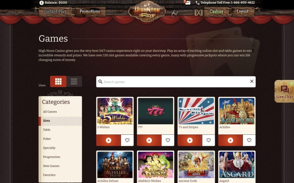 High Noon Casino Game Lobby Captura de tela