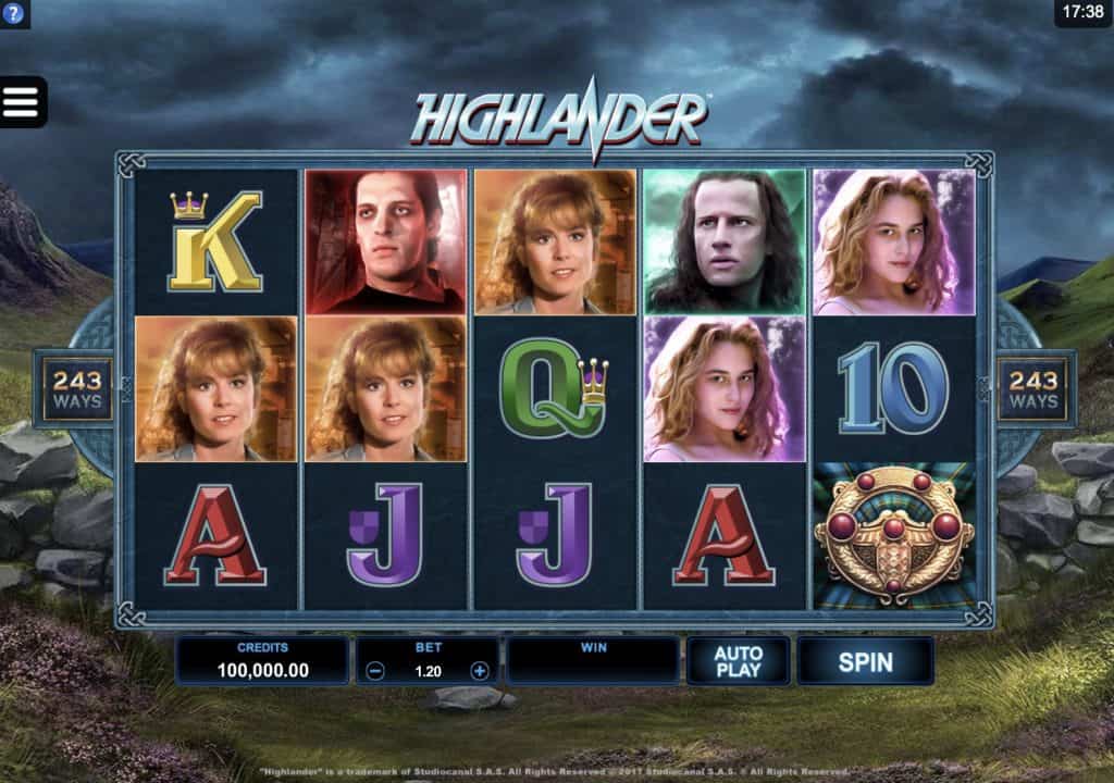 Skjermbilde av Highlander spilleautomat