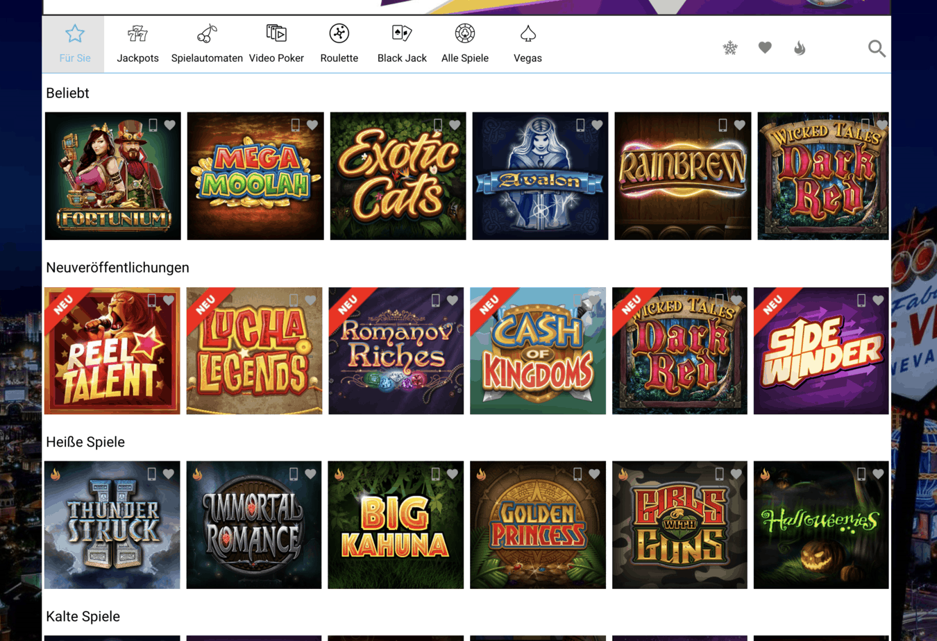 Zrzut ekranu lobby gry All Slots Casino