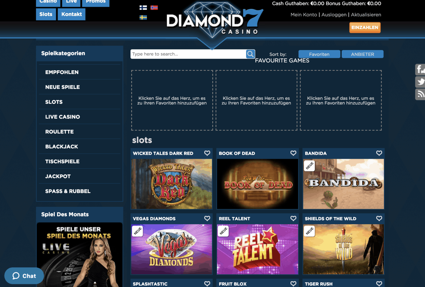 Captură de ecran din lobby-ul Diamond 7 Casino