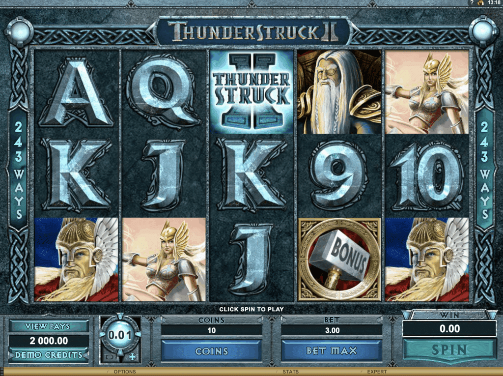 „Thunderstruck 2“ lizdo ekrano kopija