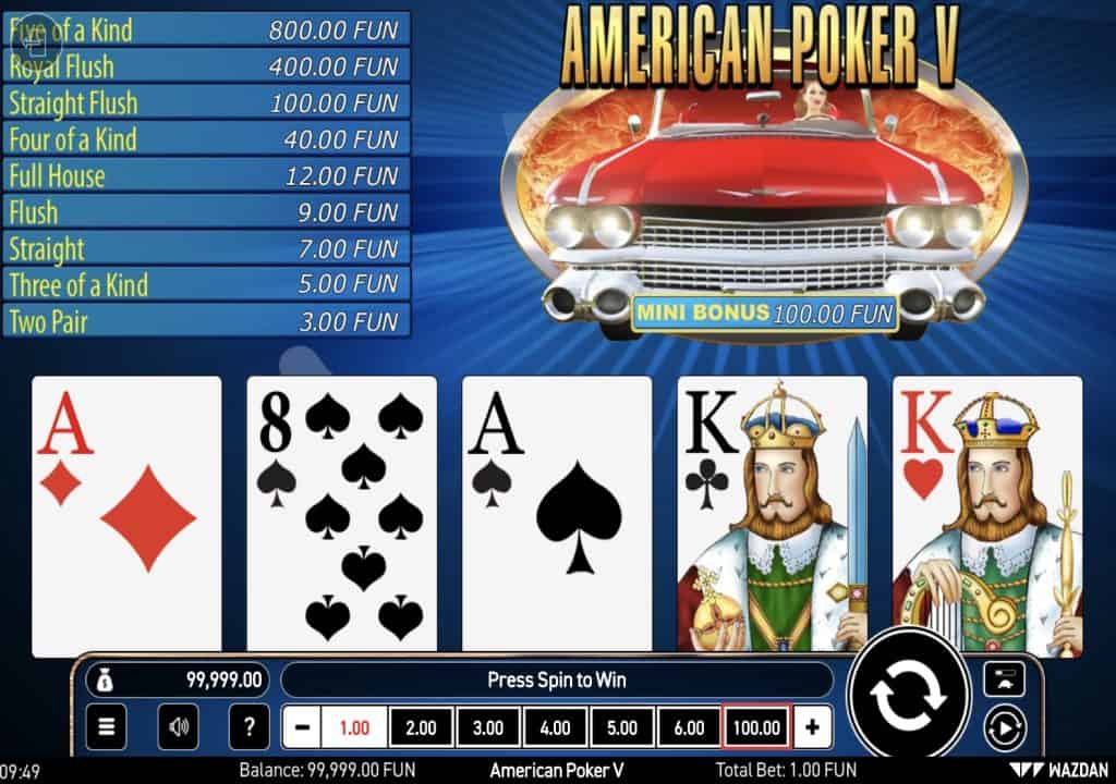 Captura de tela do American Poker V