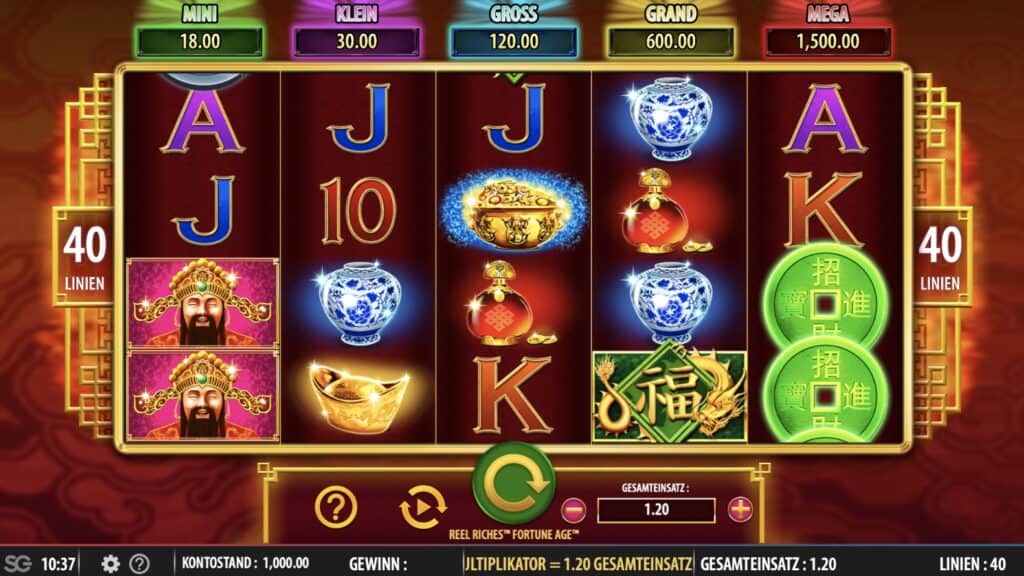 Pamje e ekranit të slotit Reel Riches Fortune Age