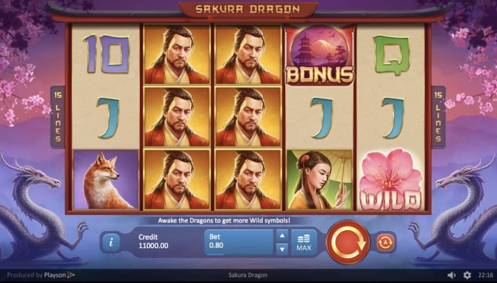 Capture d'écran de Sakura Dragon Slot