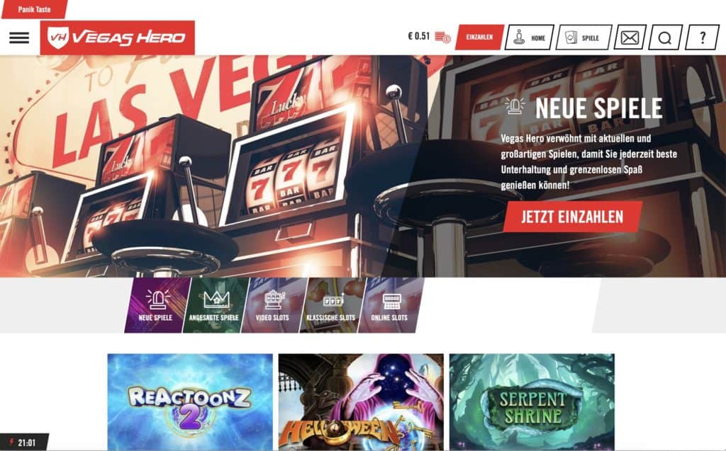Vegas Hero Game Lobby Screenshot