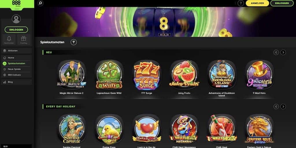 888Slots Игра од екранот на лобито