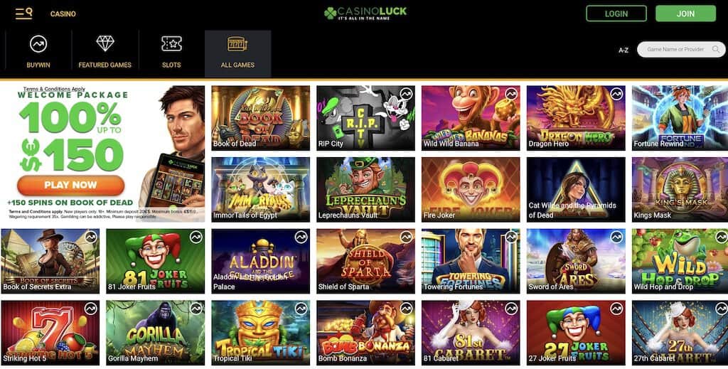 Casino Luck Game Lobby Screenshot