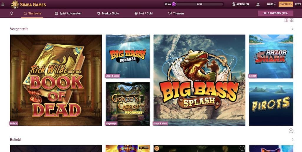Simba Games Game Lobby Screenshot