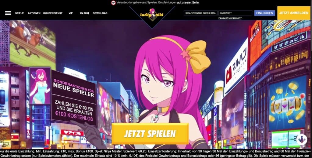 LuckyNiki Homepage Screenshot