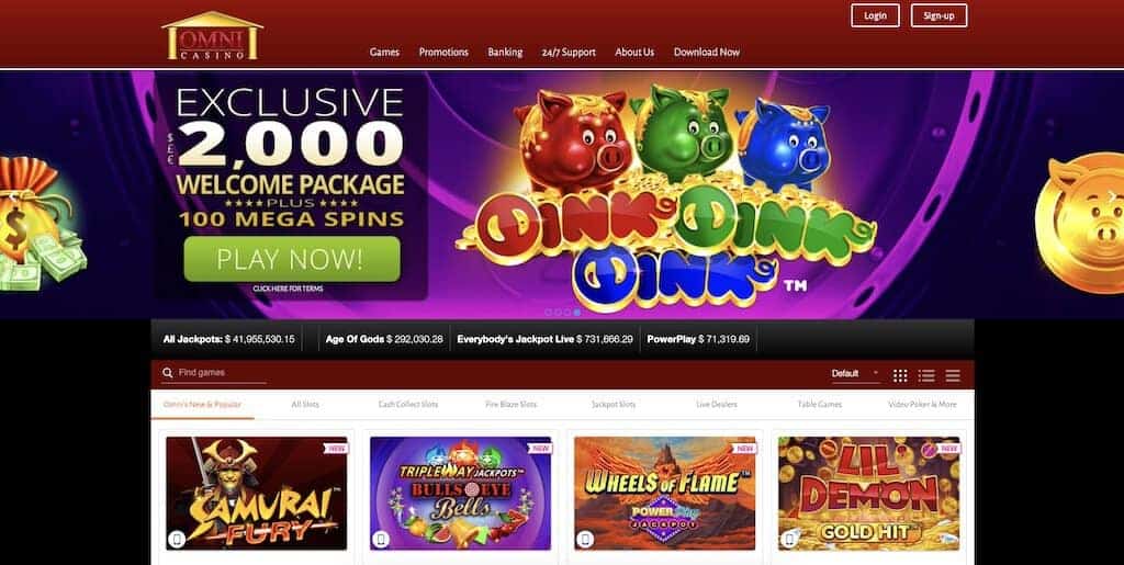 Omni Casino Homepage Screenshot