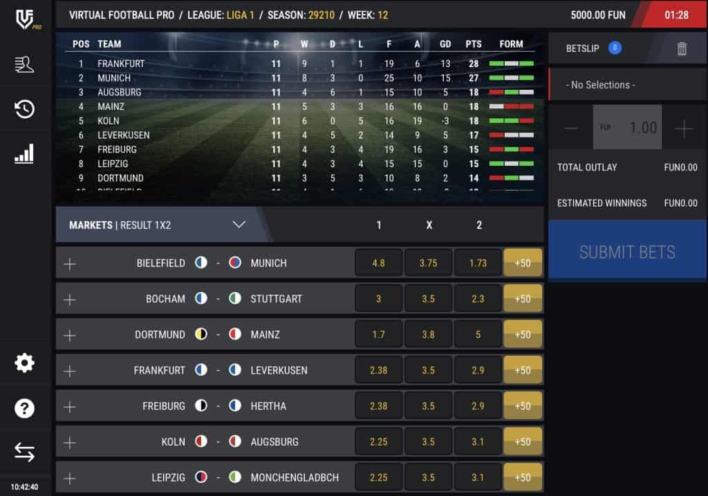 Snímek obrazovky Virtual Football Pro