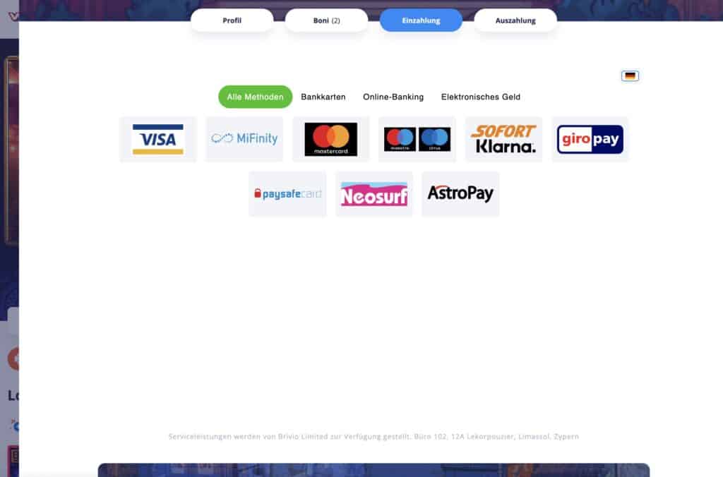 A Volcano Vegas befizetések és kifizetések képernyőképe